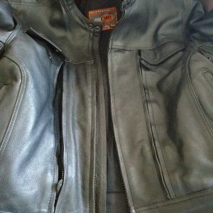 Mens First Leather  Motorcycle Jacket with Liner
